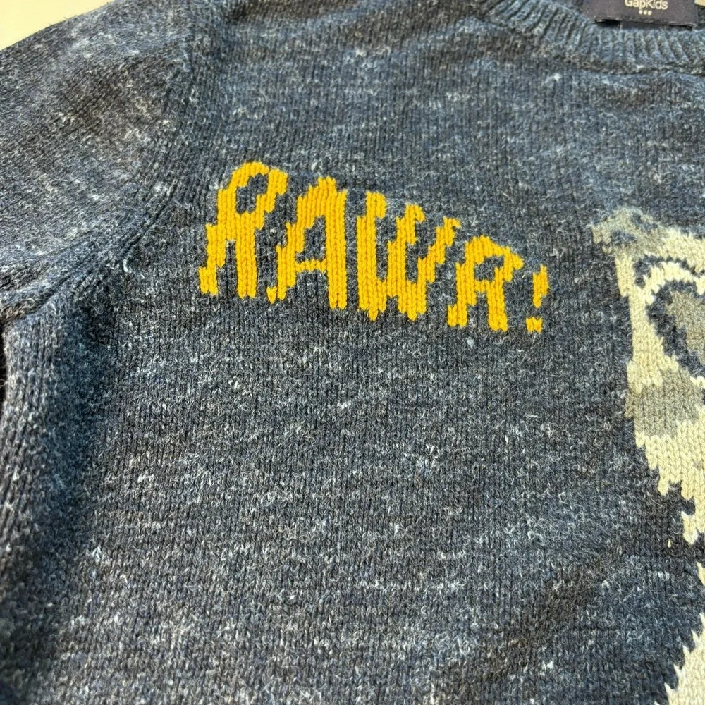 Gap‎ Boys Medium Knit Sweater Navy Blue Bear Pullover Cozy